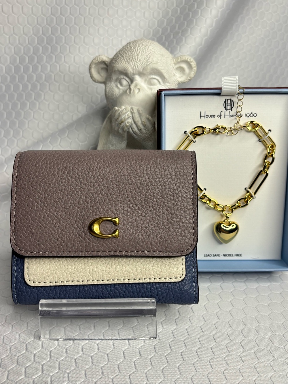 Coach Mika Color Block Wallet and Fashion Charm Bracelet NWT
